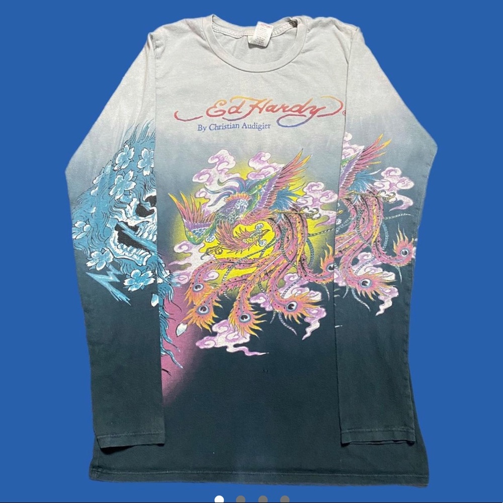 beautiful long sleeve vintage y2k ed hardy shirt